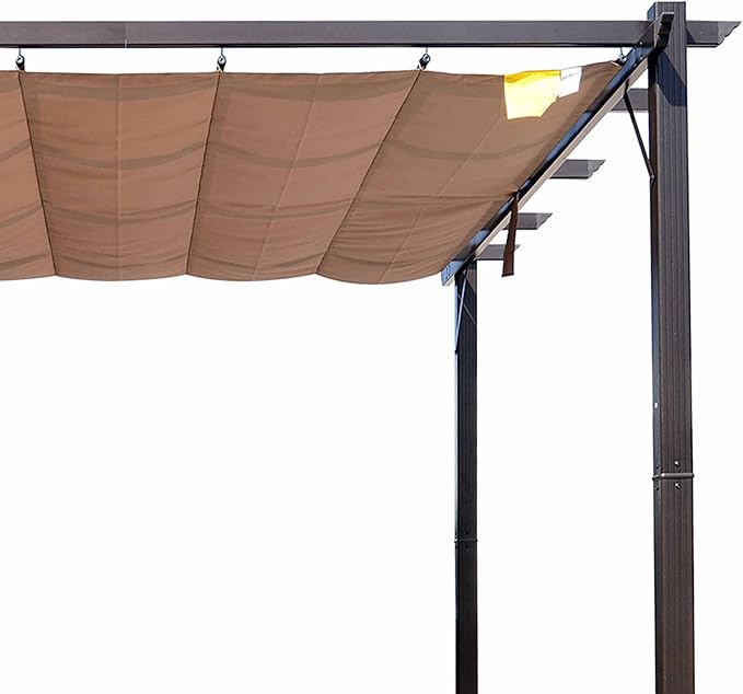 Outsunny 10' x 10' Aluminum Patio Pergola with Retractable Pergola Canopy, Backyard Shade Shelter for Porch, Outdoor Party, Garden, Grill Gazebo, Brown