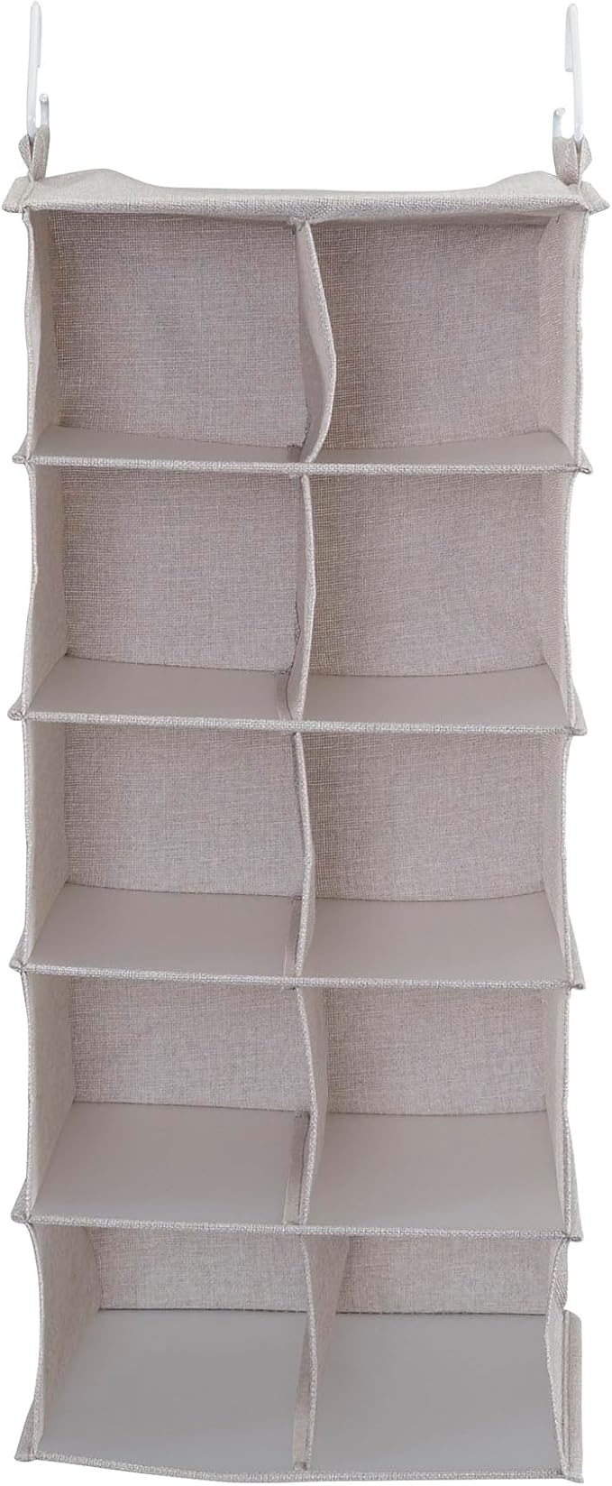 Household Essentials 10-Pocket Hanging Shoe Organizer, Side-by-Side Blended Canvas Storage, 2 Hooks for Excellent Support, The Perfect Space-Saving Organizer