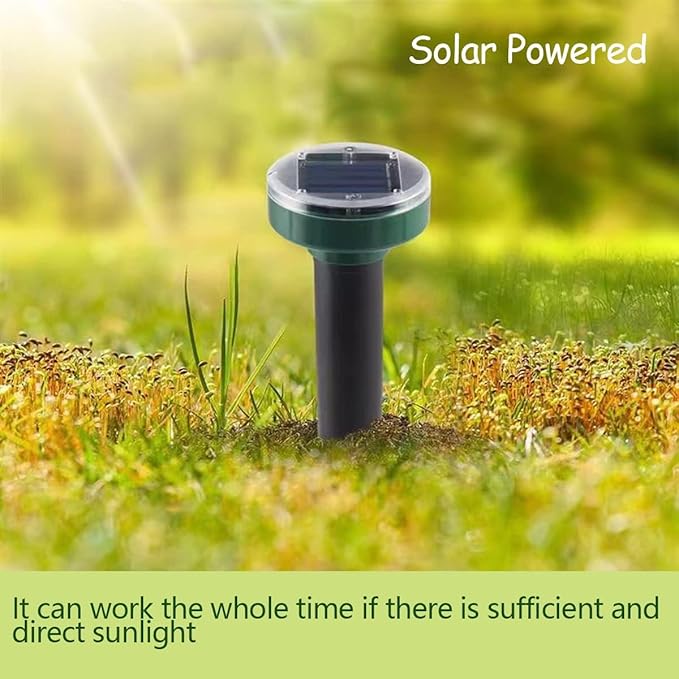 12PCAK Solar Powered Ultrasonic Mole Repellent,Snake, Groundhog Gopher, Vole Repellent Outdoor for Lawn Garden & Yard