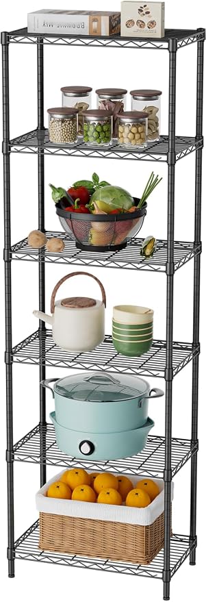 SINGAYE 6 Metal Shelves Wire Shelving Storage Shelf Adjustable Unit Pantry