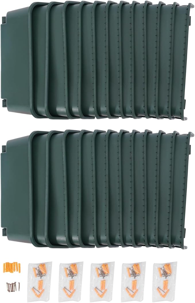 24 Pack Vertical Garden Planter,13 inch Wall Mounted Planter for Patio Indoor Outdoor Decor, Garden Self Watering Pot Balcony Plant Vegetable Fruit Herb Hanging Pocket Holder Flowerpot (Army Green)