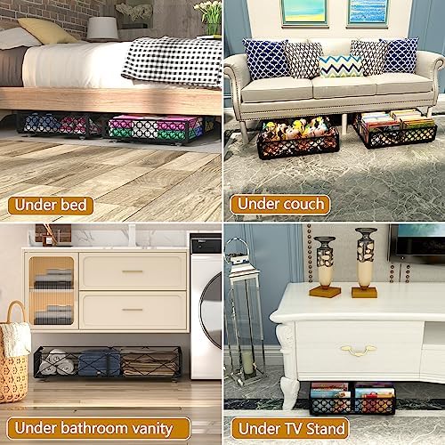 NADAMOO Under Bed Storage with Wheels, Low Profile Rolling Organizer Bins