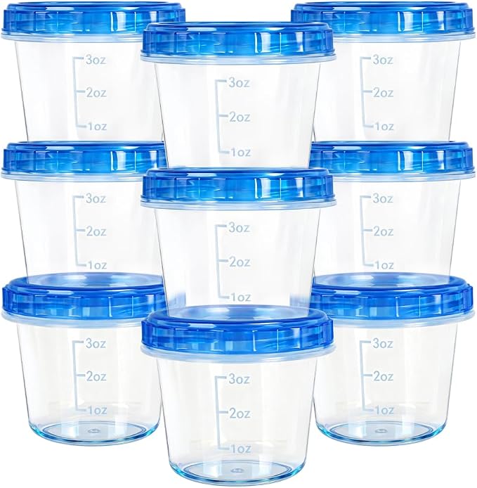 12 Pack 4 oz Plastic Containers with Twist Lids, Small Food Containers