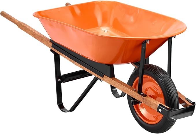 VEVOR Wheelbarrow Cart, 5 Cu. Ft. Load & 265 lbs Capacity, One Wheel Garden Dump Cart, Garden Wagon with Metal Handle & 16" Wide Track Wheels, Easy Loading Utility Yard Cart & Wagons for Lawn Farm