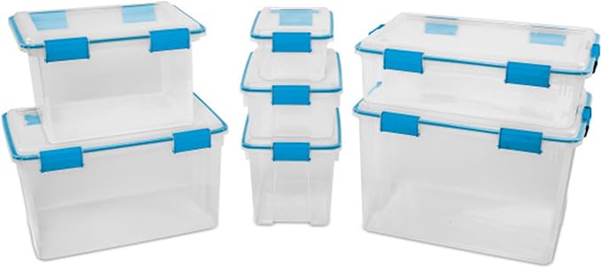 Sterilite Gasket Storage Box with Lids for Home & Office, 54 Quart, 8-Pack