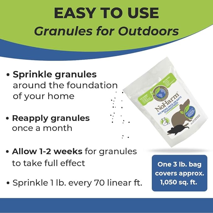 NoHarm Rodent Disruption Granules | Protect Home from Mice and Rats | Outdoor Preventative Maintenance System