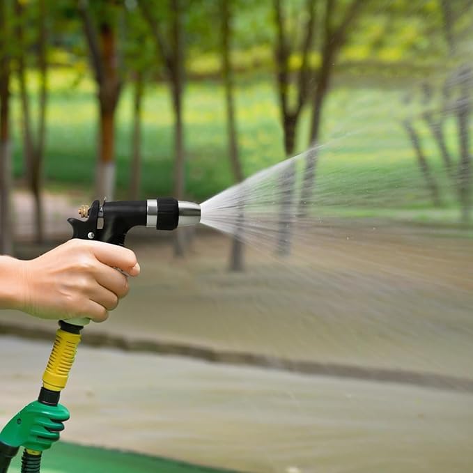Metal Water Spray Nozzle, Grip Strength Adjustable Handheld Hose Nozzle, Adjustable Water Nozzle Spray with High Pressure for Watering Plants and Lawn, Car Washing, Patio and Pet Washing.