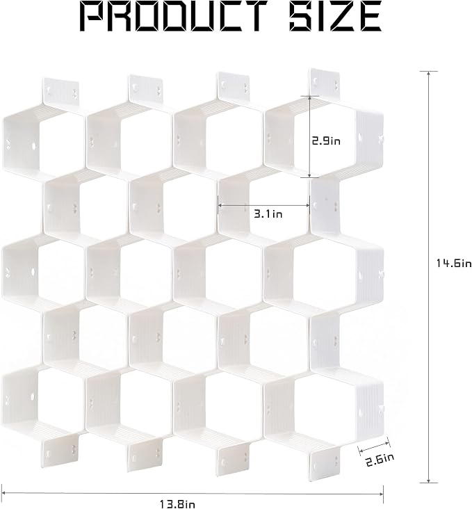 Drawer Splitter 16-piece Set Adjustable Honeycomb Organizer Tie Sock Organizer Underwear Panties Cosmetic Sorter (White)
