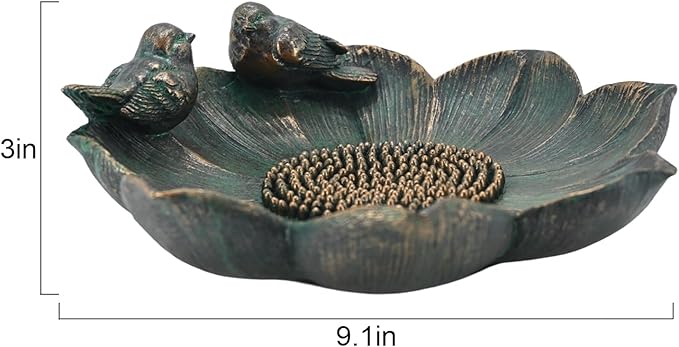 Bronze Bird Baths for Outdoor Decorative Bird Water Feeder Birdbath Bowl Brass Bird Figurines Tray Birdfeeder Garden Decor Patio Balcony Porch Yard Decorations Gift for Mom Grandma