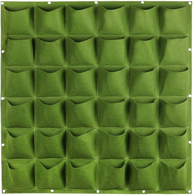 WFIST Vertical Hanging Planter Bag, Breathable Felt Wall Garden Planter with Metal Grommets, Indoor/Outdoor Space-Saving Herb & Flower Growing Pouch (36-Pocket)