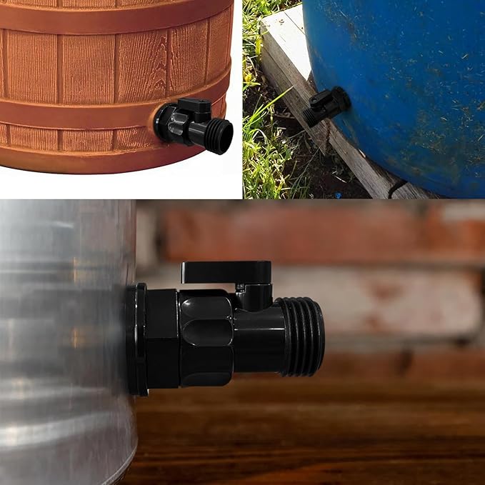 Rain Barrel Spigot Kit 4 Kit Water hose Shut-Off Ball Valve Plastic Garden Hose Shut Off Valve+3/4 GHT Rain Barrel Bulkhead Fitting for Rain Barrels Water Tank Pond Aquarium Tubs Pools Spigot
