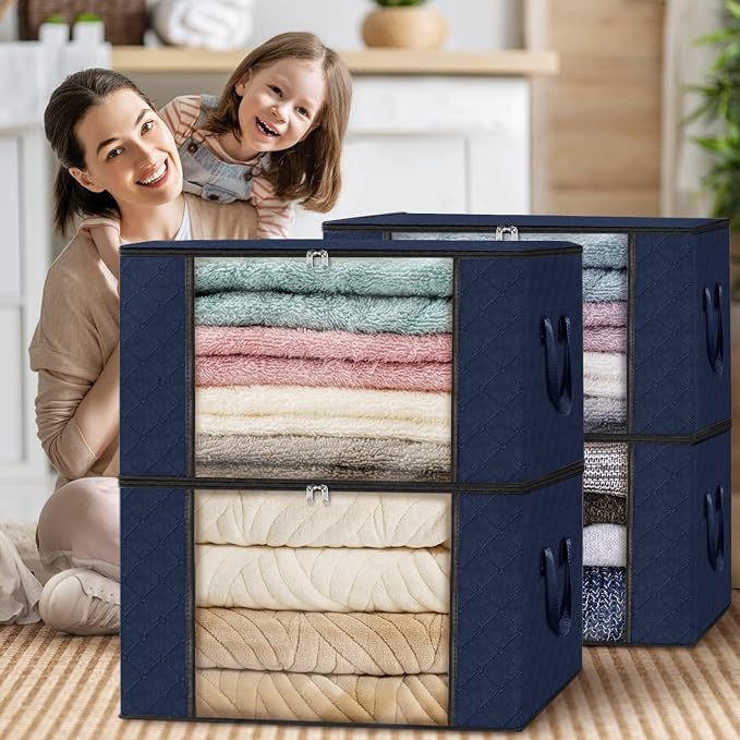 Fab totes 10 Pack Storage Bags for Clothes Blanket Storage Bins with Lids