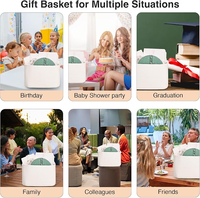 ICERZCZ Woven Cotton Rope Baskets for Gifts Empty, 15×11×9.5 Off White