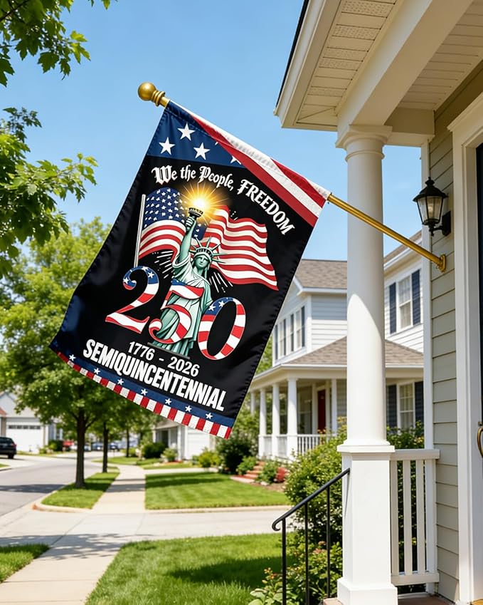 250 Years America Garden Flag, 250th Anniversary USA Patriotic 4th of July Double-Sided Waterproof Banner with Freedom Yard Sign, We The People, 1776-2026 Commemorative, 12 x 18 Inch