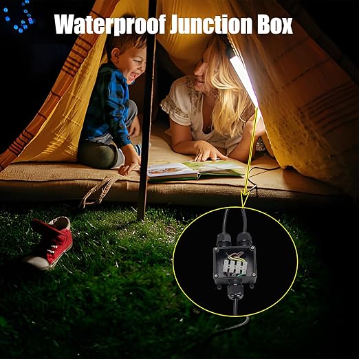 Waterproof Junction Box IP68, 3 Way M25 Plastic Electrical Box, 2 PCS for Outdoor Underground Use, Landscape Garden Tunnel Lights