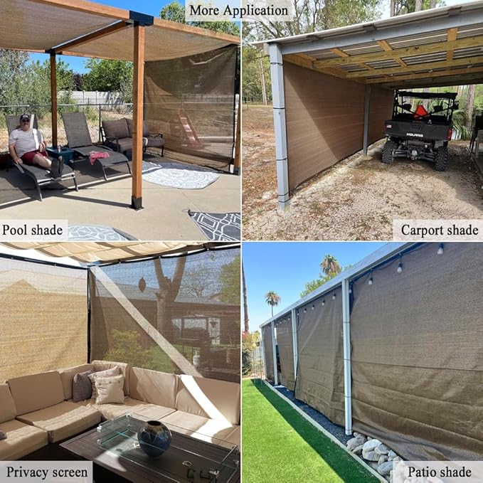 90% Sun Shade Cloth, 10x15 FT Pergola Shade Patio Cover, UV-Resistant, Breathable Sunshade Screen Fabric for Outdoor, Camping, RV, Garden, Deck, Porch, Backyard (Mocha)
