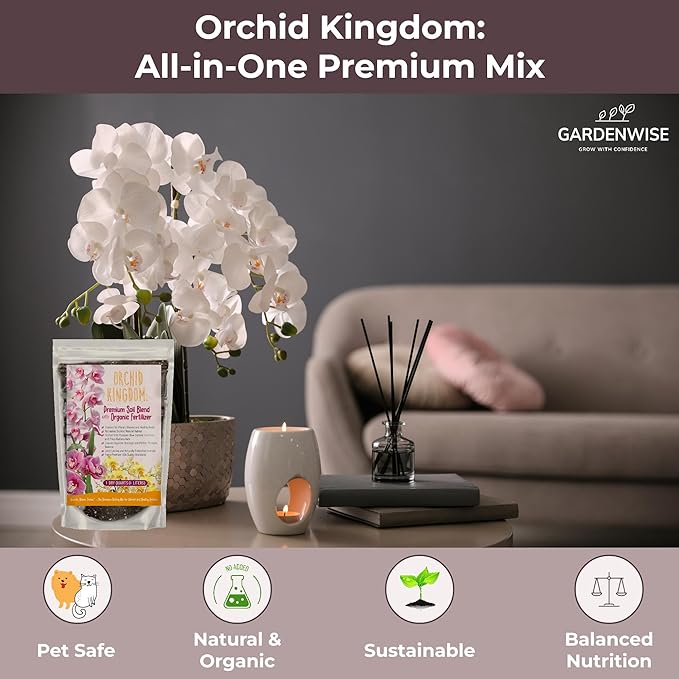 GARDENWISE Orchid Potting Mix – Orchid Bark, Sphagnum Moss, Tree Fern & Perlite for Repotting Phalaenopsis Orchids, Indoor Plants, Orchid Soil Medium – Sustrato para Orquídeas (10 Quart)