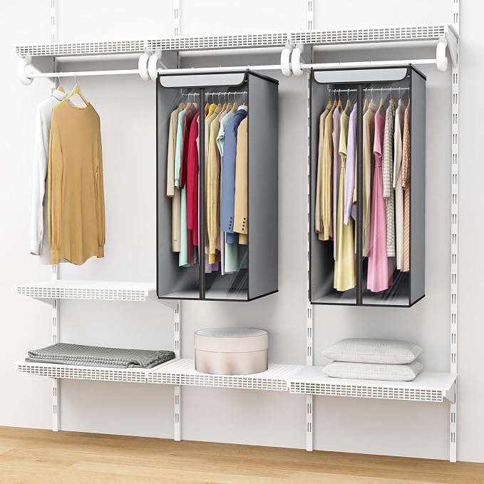 Univivi Garment Bags for Hanging Clothes, Cloth Bag 40 In, 2 PCS, Grey
