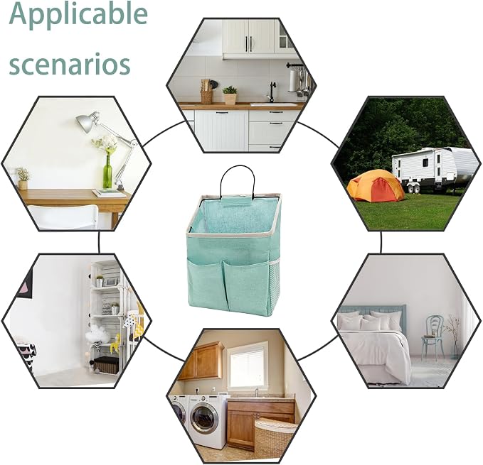 2pcs Wall Hanging Storage Bag,Wall Hanging Organizer Bags with Pockets, Wall Organizer Storage for Dormitory Bathroom Bedroom Kitchen(Green), 0229-xmbsometeth