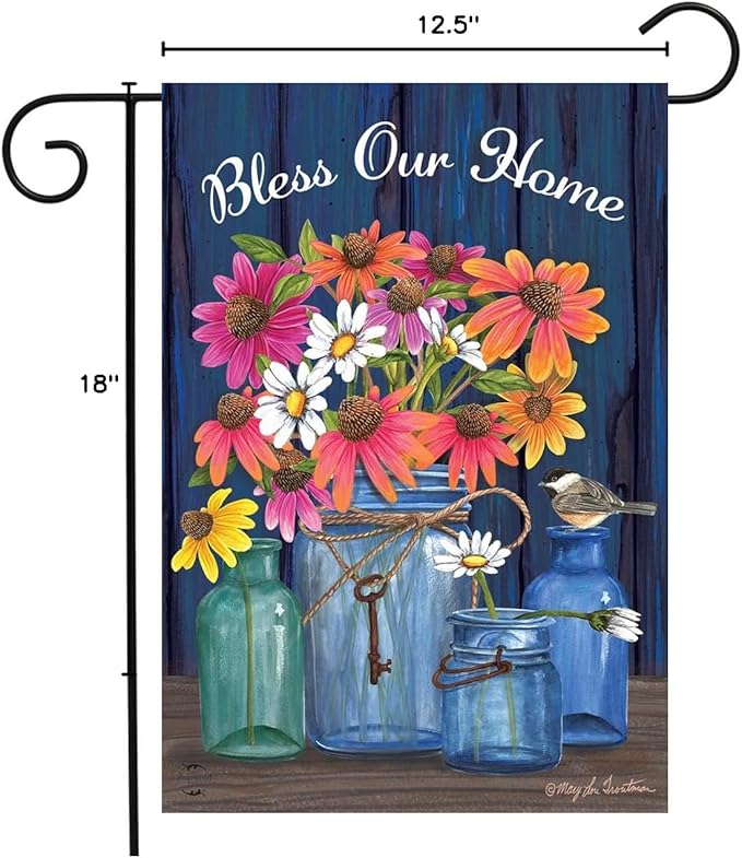 Briarwood Lane Bless Our Home Mason Jars Summer Garden Flag