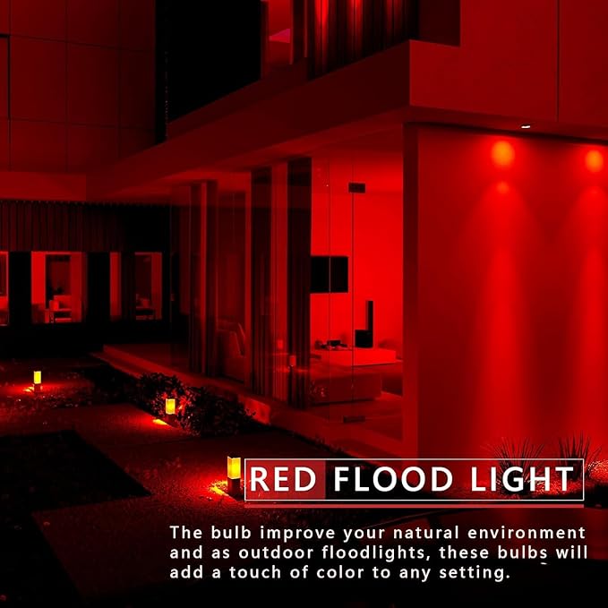 PAR38 Flood Red Green Light Bulb,2 Pack-Dimmable,E26 Base Flood Light Outoor(20W Replace to 200W),Light Bulb Outdoor Porch,Colored Light,Spot Light,Halleween,Christmas Lighting