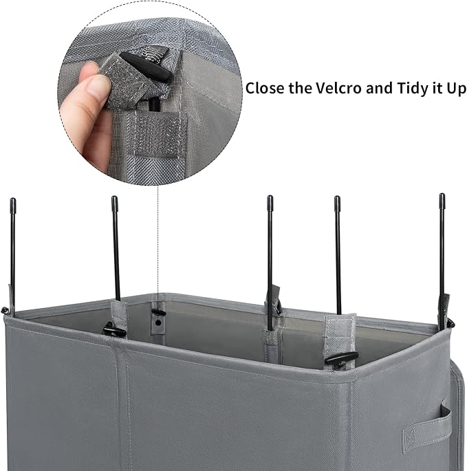 WOWLIVE 154L Double Laundry Hamper 2 Section with Lid and Removable Bags | Divided Laundry Basket, Large Dirty Clothes Hamper with Handle, Collapsible Laundry Storage for Dorm Room, College, Grey