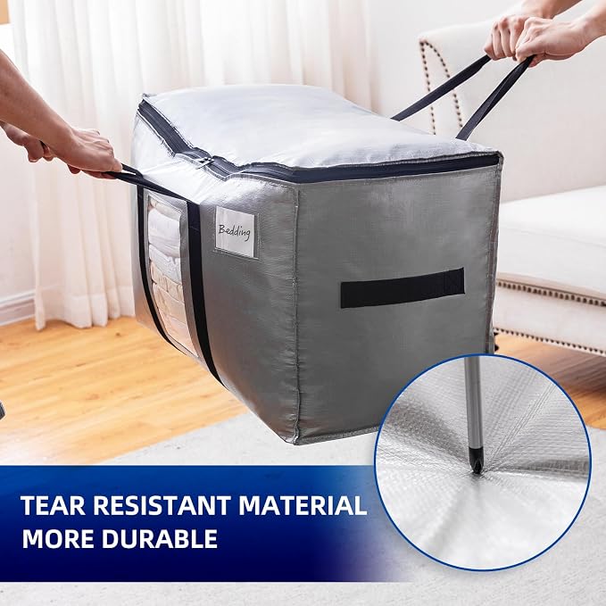 TAILI 6 Pack Silver Extra Large Moving Bags,Storage Bag with Visible Window