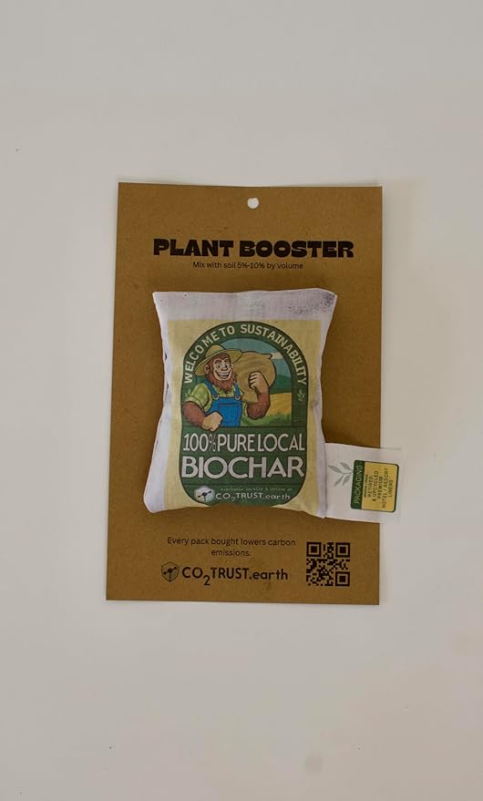 Premium Biochar Soil Amendment - Lab Tested - Upcycled Linen Bag - High Carbon Content 80% - Garden, Lawns & Farm Ready - 5 oz