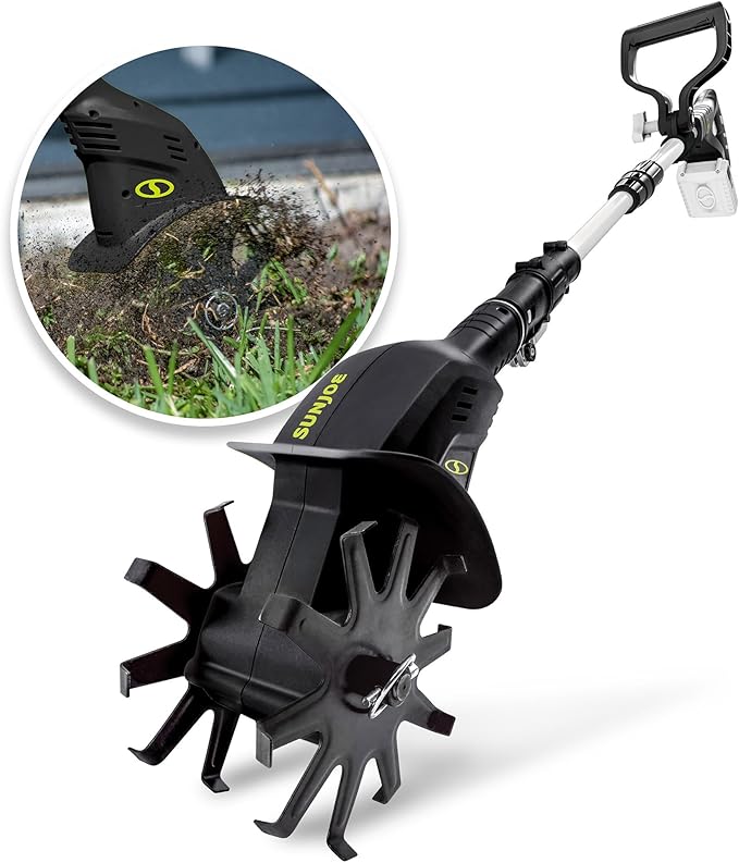 Sun Joe 24V-TLR-LTE-A 24V Cordless IONMAX Garden Tiller and Cultivator, 150W Motor, Dual 6-Inch Steel Tilling Tines, Charger and Battery Included