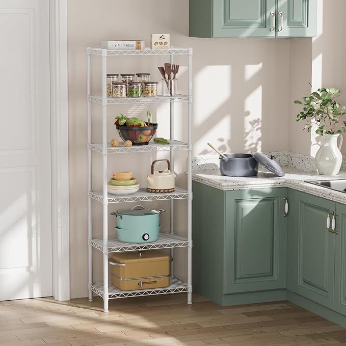 SINGAYE 6 Metal Shelves Wire Shelving Storage Shelf Adjustable Unit Pantry