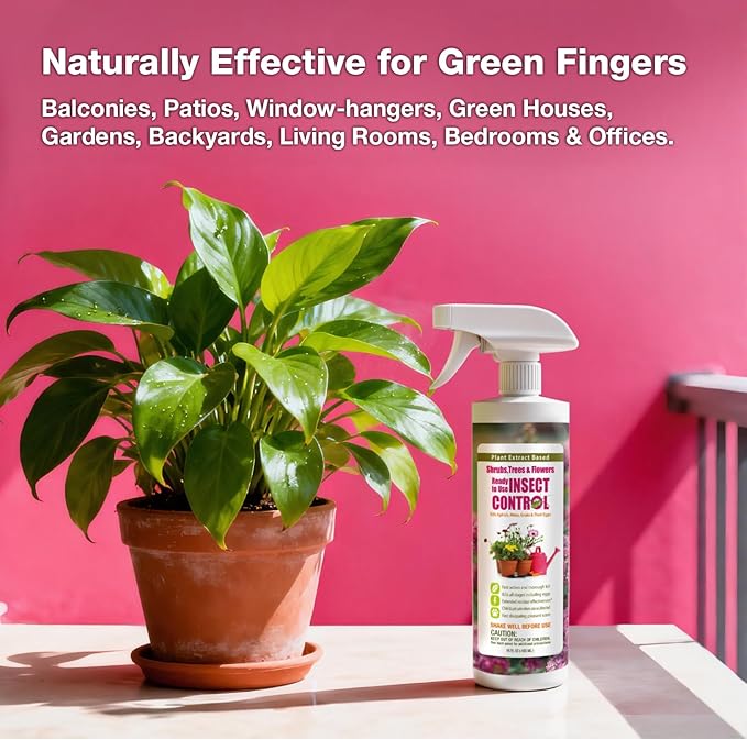 EcoVenger® Garden Insect Control 16 oz | Kills Aphids Mealybugs Spider Mites Gnats and Eggs | Indoor Outdoor | Plant-Based Child and Pet Safe