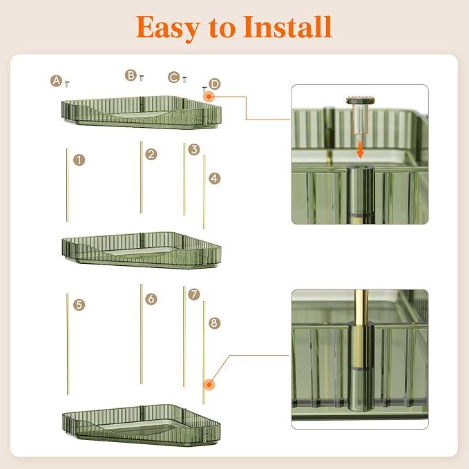 Lifewit 3 Tier Corner Bathroom Counter Organizers and Storage, Green