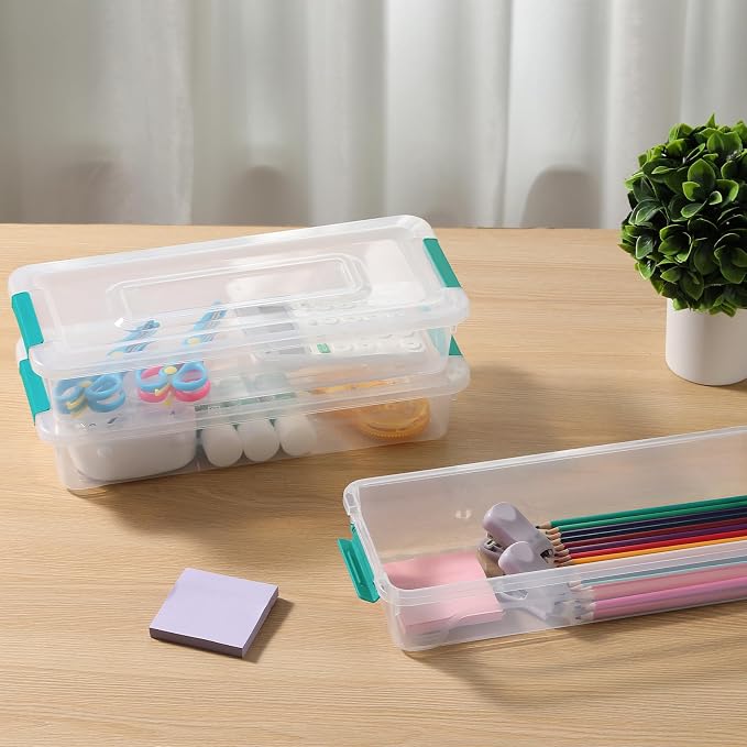 novelinks 4 Quart Clear Plastic Storage Containers with Lids (8 Pack)