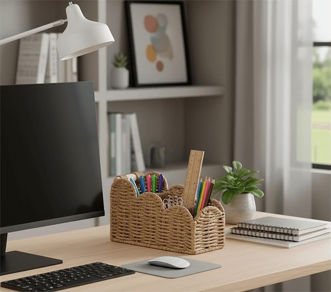 CubesLand Bedside Table Desk Organizer Caddy, Remote Pen&Pencil Holder Cup