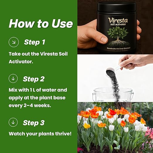 Soil Activator - Viresta Soil Revitalizer, Plant Food Enhancer, Concentrated Humic Acid Formula - Promotes Root Growth & Nutrient Uptake for Lawns, Garden, Indoor & Outdoor Plants (3Pcs)