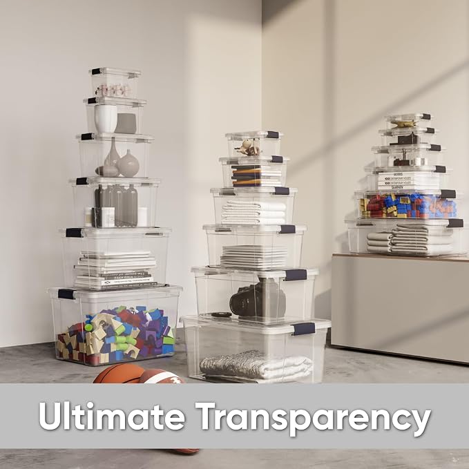 Superio 8.7 Quart Clear Plastic Storage Boxes with Lids, Stackable Organizer Containers, BPA-Free Storage Bins for Home, Office, School & Dorm, 36 Pack