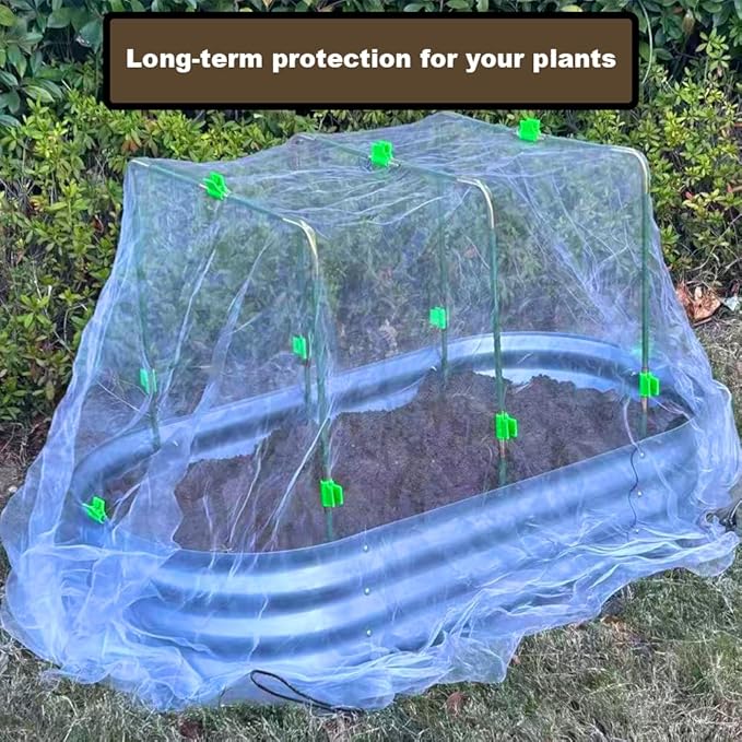 Metal Greenhouse Hoops Set for Raised Beds,21.2'' x 31.1'' Green Garden Hoops with Metal connectors,ABS Clip(Stainless Steel Spring) for Row Cover, DIY Grow Tunnel,5 Sets.