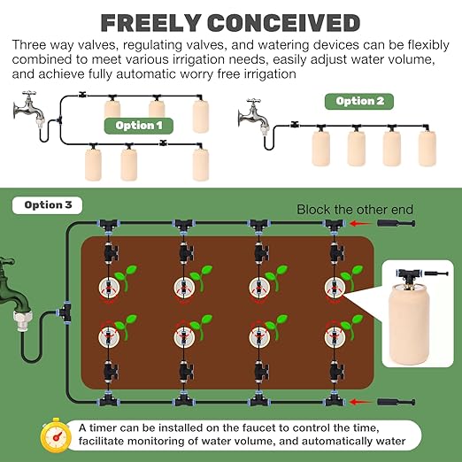 8pcs 4x4x8in 41oz Drip Irrigation System Olla Watering System Insert Devices for Vacation Garden Use Terracotta Olla Pots Automatic Tree Waterer Plant Watering Devices