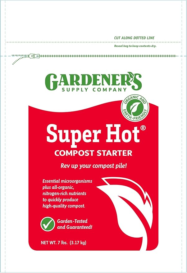 Gardeners Supply Company Super Hot Compost Starter | Compost Pile and Kitchen Waste Ultimate Booster | Activates 8 Bushels of Composts Materials Pile | 7 Pound Resealable Bag