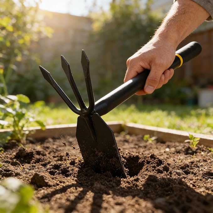 Hoe and Cultivator, Hoe Garden Tool, Hand Hoe Cultivator Garden Tool, Thickened Manganese Steel, Garden Hoe for Weeding, Planting, Loosening Soil, Digging,No Assembly Required