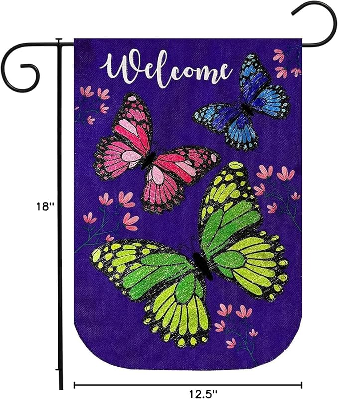 Butterfly Trio Spring Burlap Garden Flag 18" x 12.5" Briarwood Lane
