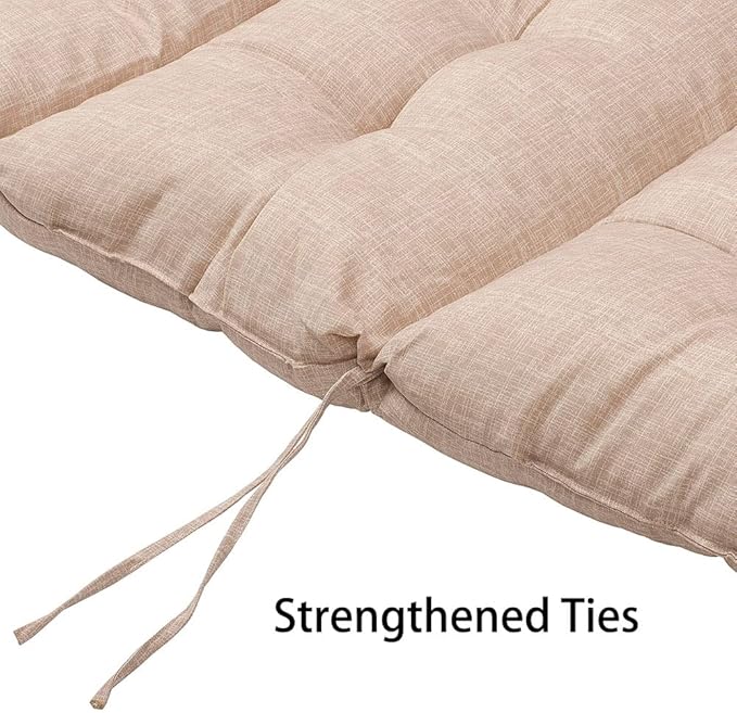 Magpie Fabrics Indoor Outdoor Tufted High Back Chair Cushion Set of 2, Waterproof All-Weather Deep Seating Rocking Chair Patio Garden Chaise Lounge Sun Lounger Chair Cushions(Beige Linen)