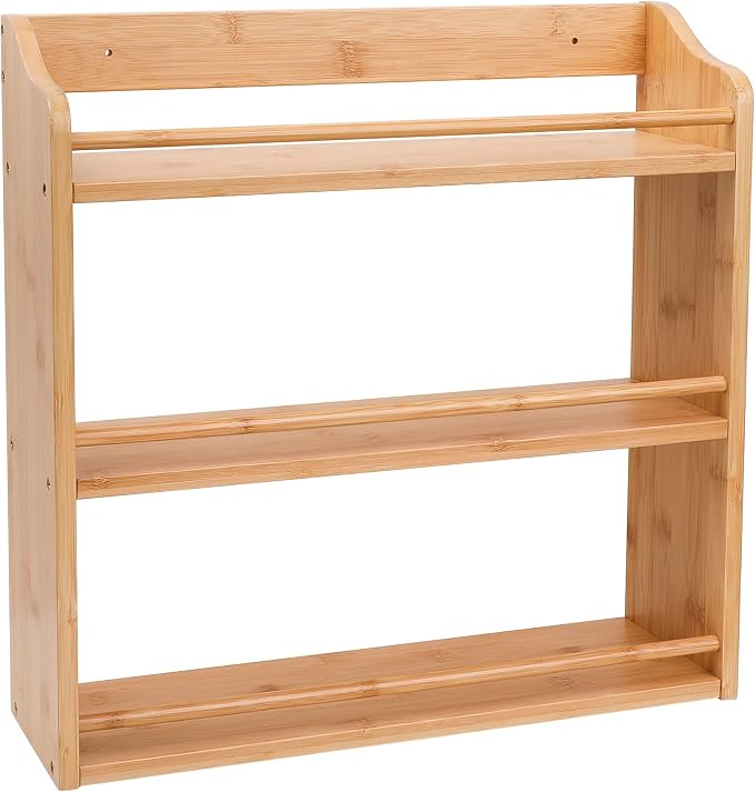 3 Tier Bamboo Spice Rack Wall Mount or Countertop,Spice Organizer