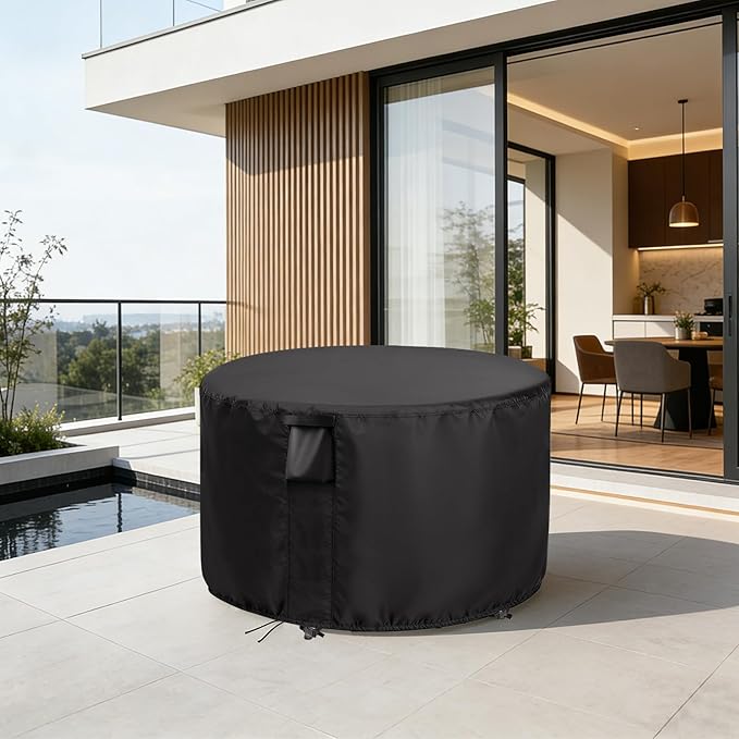 Patio Furniture Covers Round, 48 Inch Outdoor Round Table Cover Waterproof, Patio Furniture Cover for All Weather Resistant - 48 x 28 Inch