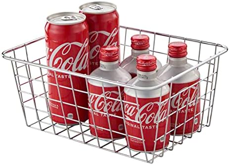 JUNCHU CHERRY Wire Kitchen Storage Basket 5 Packs,Perfect Pantry Organization Accessories Baskets,Laundry Basket,Countertop Organization,Suitable for Kitchen,bathroom,bedroom,Tabletop,Stackable,Chrome