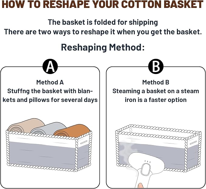 MiniArk Large Shallow Organizing Baskets 15x11x5.1 Inches - Rope Woven Storage Bins for Bathroom, Shelves, Cube Closet, Off White 4 Packs