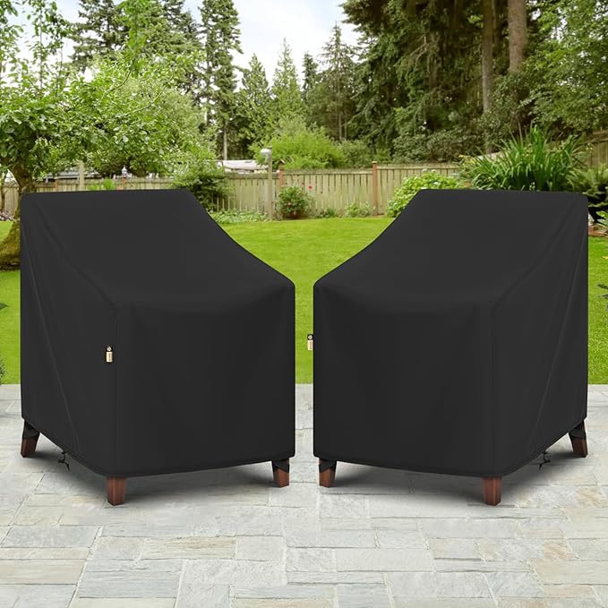 Arcedo Waterproof Patio Chair Covers 2 Pack, Outdoor Lounge Covers for Lawn Swivel Rocking Chair, Patio Furniture All Weather Protection - 29" W x 30" D x 36" H, Black