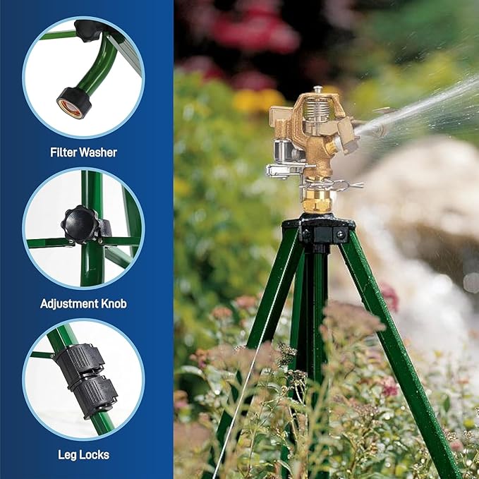 2-Pack Orbit 1/2 -inch Heavy-Duty Brass Impact Sprinkler on Adjustable 22-48-inch Metal Tripod Base