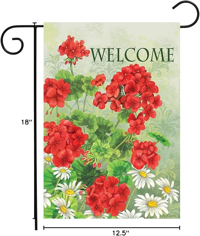 Briarwood Lane Red Geraniums Summer Garden Flag