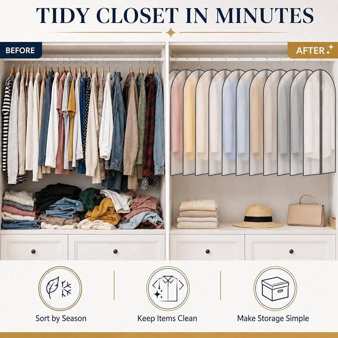 Amylove 40 Pcs 40" Suit Garment Bags for Closet Storage and Travel